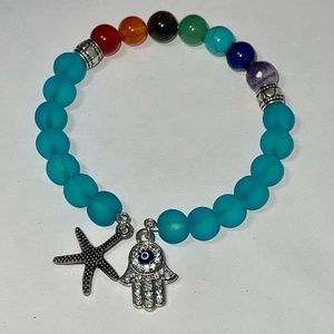 Chakra and sea glass bracelet